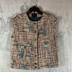 Carlisle Collection Women's Tweed Vest Jacket Button Preppy Old Money Academia 8